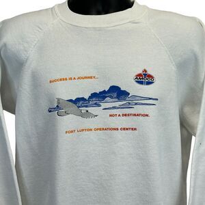 Vintage 90s Amoco Fort Lupton Sweatshirt Mens Large White Gas Fuel Oil Colorado